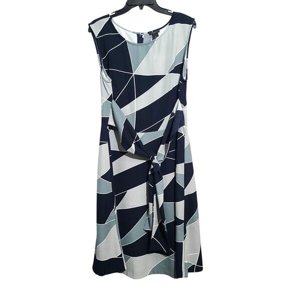 Ann Taylor Factory Navy Geometric Print Sleeveless Dress Size 14 NWT - Picture 2 of 5